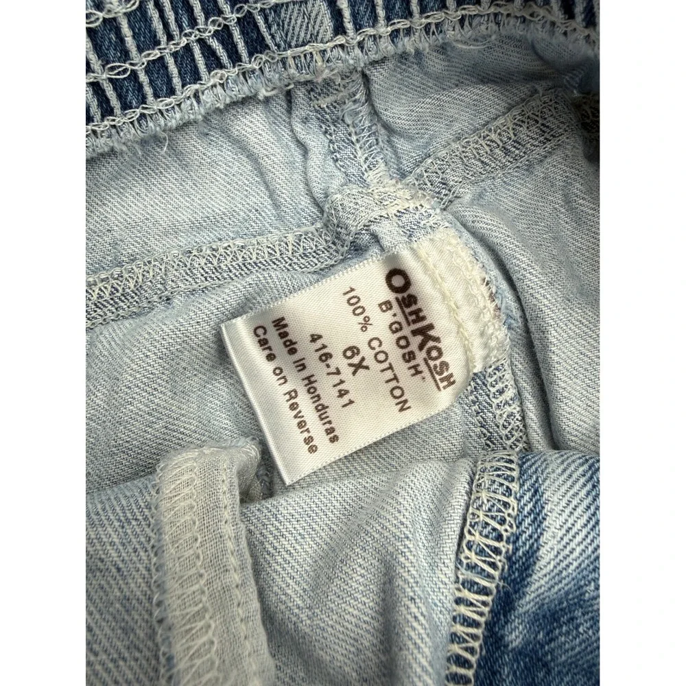 OshKosh B'gosh Wide Jeans Girls‎ 6X Blue Embroidered Butterfly Ripped Y2K FLAWED